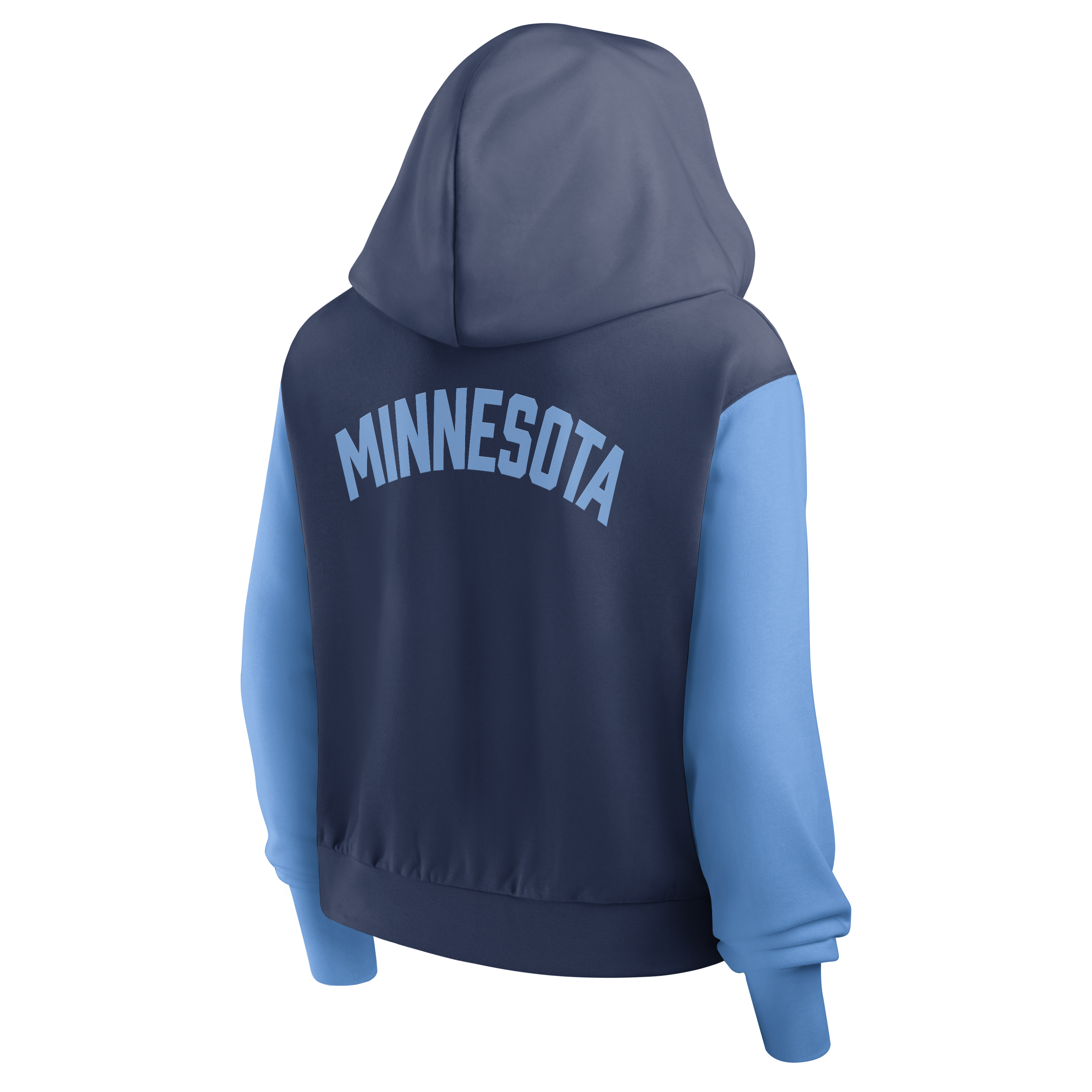 Sweat à capuche court zippé Nike pour femme, bleu marine/bleu clair, collection Minnesota Twins Cooperstown