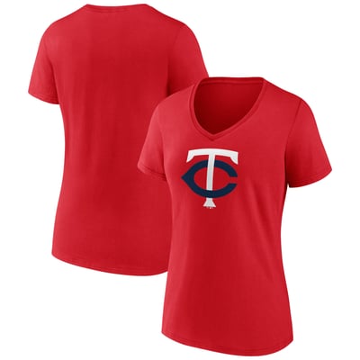 Minnesota Twins Women's Official Logo V-Neck T-Shirt - Red