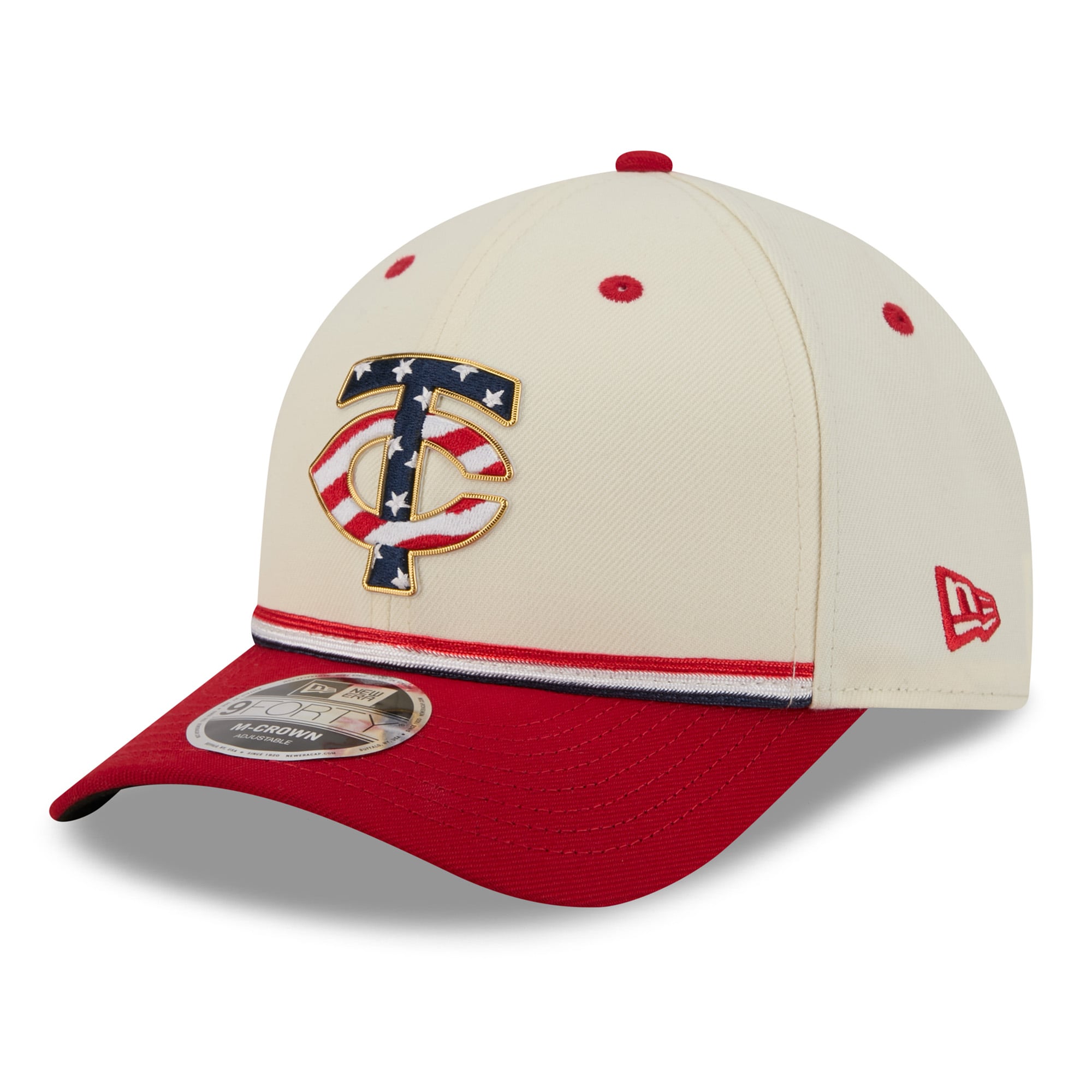 Youth New Era Cream/Red Minnesota Twins USA 250 9FORTY M-Crown Adjustable Hat