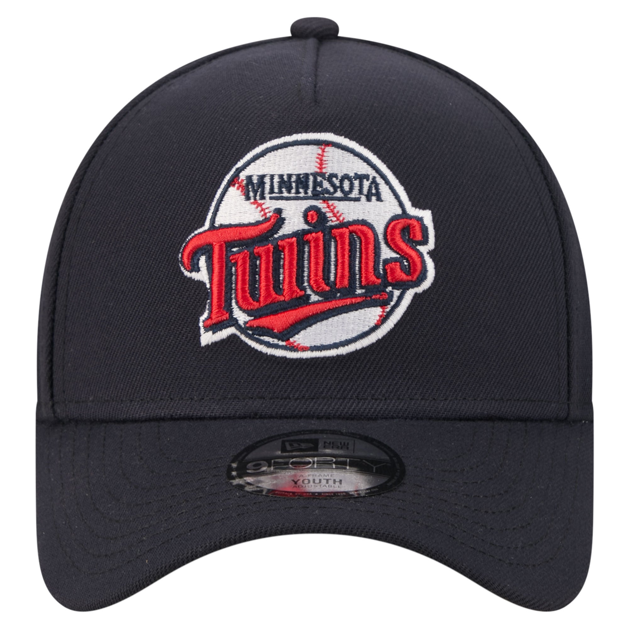 Youth New Era  Navy Minnesota Twins Cooperstown Logo 9FORTY A-Frame Adjustable Hat