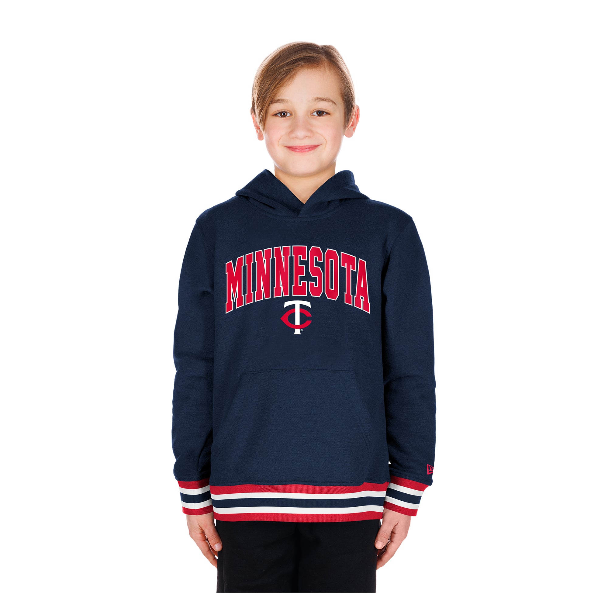 Youth New Era Navy Minnesota Twins Knit Trim Pullover Hoodie