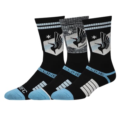 Minnesota United FC Strideline Premium 3-Pack Knit Crew Socks Set