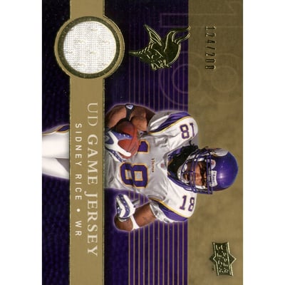 2008 Upper Deck Game Jerseys Gold #UDGJSR Sidney Rice