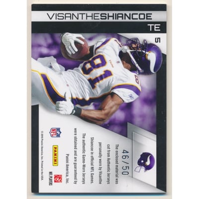 2010 Panini Gridiron Gear Gamebreakers Jerseys Prime #5 Visanthe Shiancoe/50
