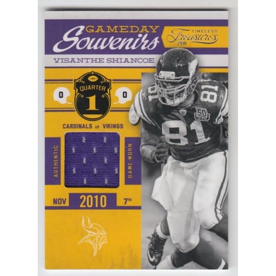 2011 Timeless Treasures Game Day Souvenirs 1st Quarter #32 Visanthe Shiancoe/99