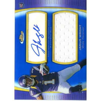 2012 Finest Jumbo Jersey Autographs Blue Refractors #AJRJW Jarius Wright