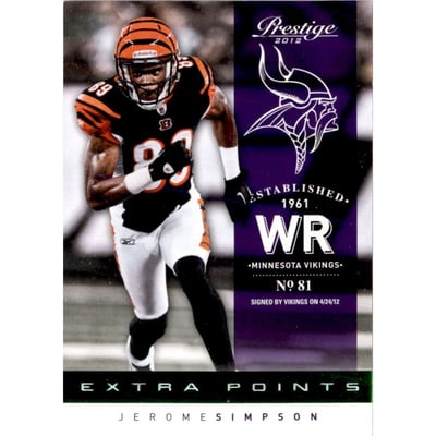 2012 Prestige Extra Points Green #41 Jerome Simpson