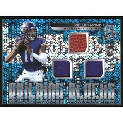 2021 Panini Spectra Building Blocks Materials Neon Blue #6 Kellen Mond