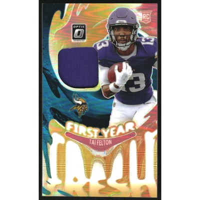 2025 Donruss Optic First Year Fresh Jerseys Neon Blue #38 Tai Felton