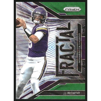 2025 Panini Prizm Fractal Prizms Green Wave #15 J.J. McCarthy