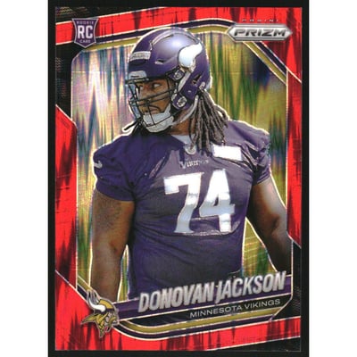 2025 Panini Prizm Prizms Red Flash #358 Donovan Jackson