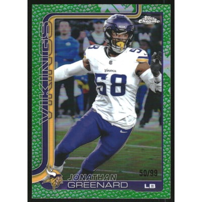 2025 Topps Chrome Football Leather Green Refractors #197 Jonathan Greenard