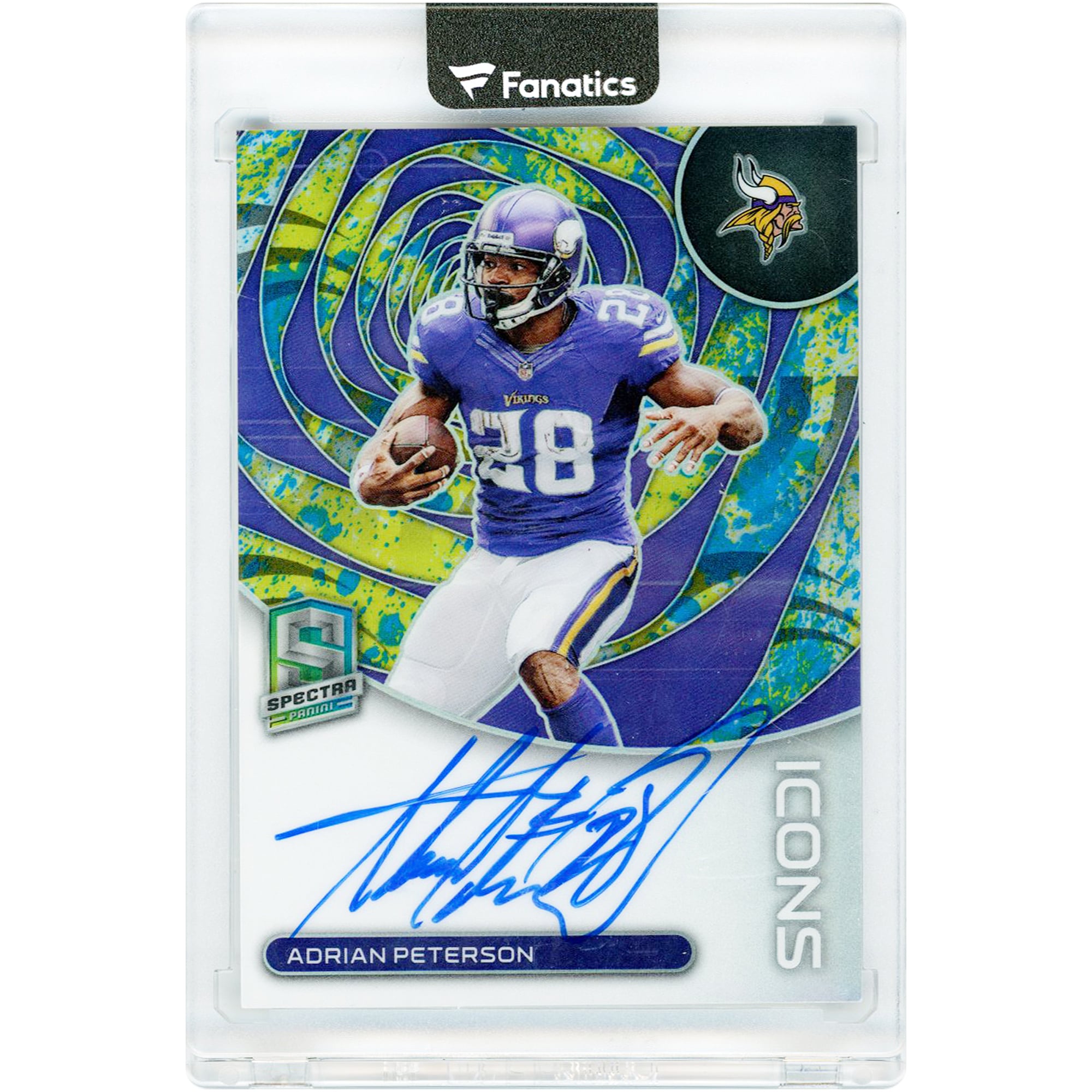 Carte autographiée d'Adrian Peterson (Minnesota Vikings) Panini Spectra Icons 2023 #I-AD #1/8