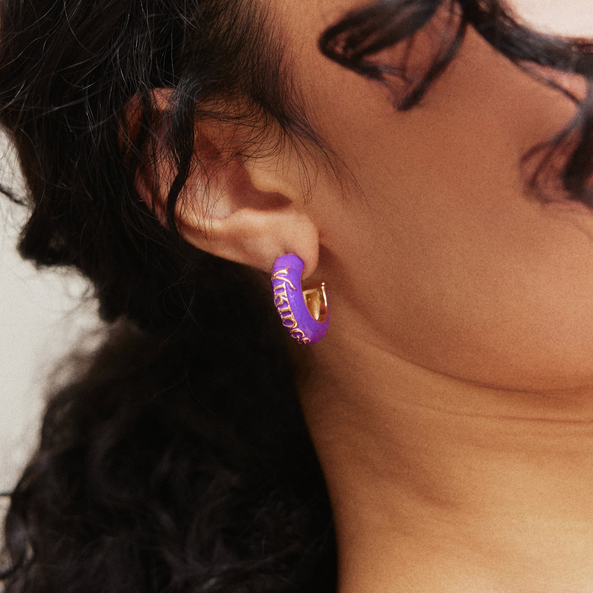 BaubleBar Minnesota Vikings Puffy Enamel Hoop Earrings