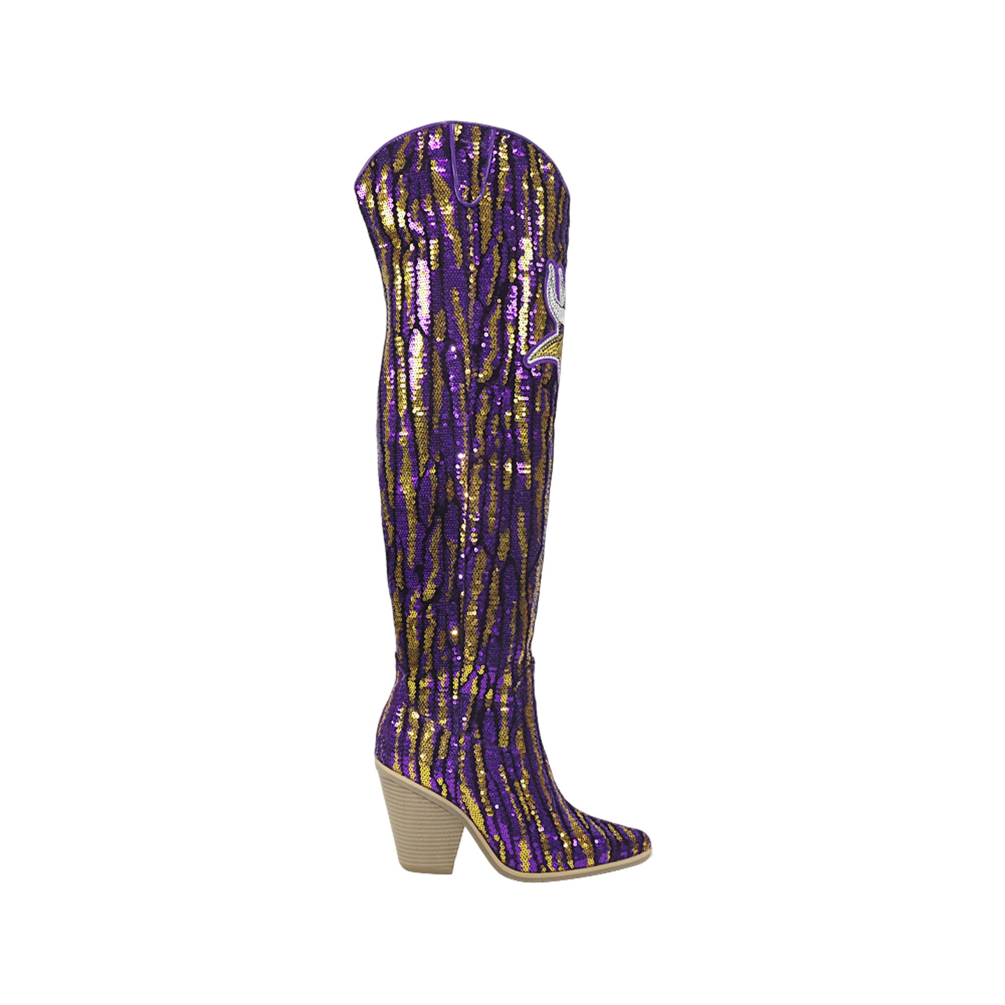 Cuce Minnesota Vikings Over-the-Knee Two-Tone Sequin Boots