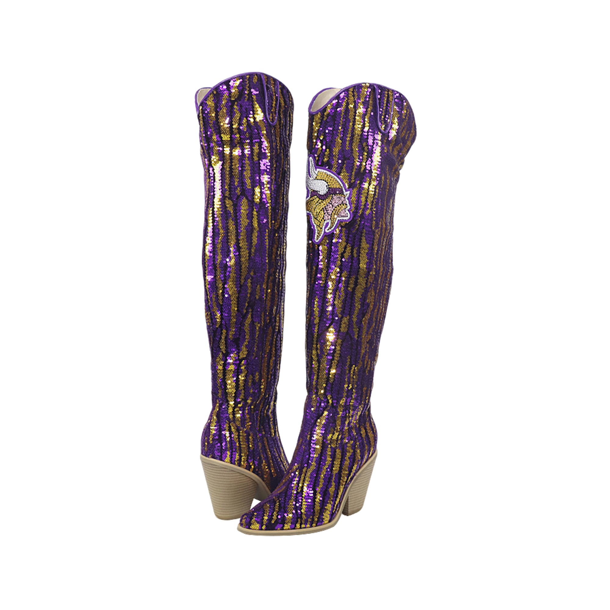 Cuce Minnesota Vikings Over-the-Knee Two-Tone Sequin Boots