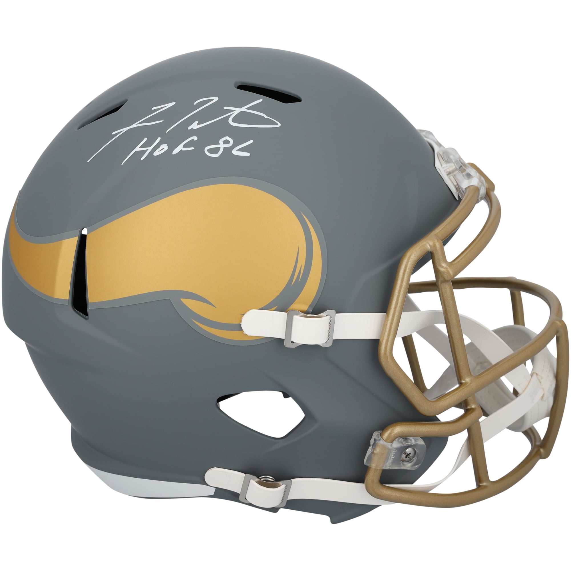 Fran Tarkenton Minnesota Vikings Autographed Riddell 2024 Slate Speed Replica Helmet with "HOF 86" Inscription