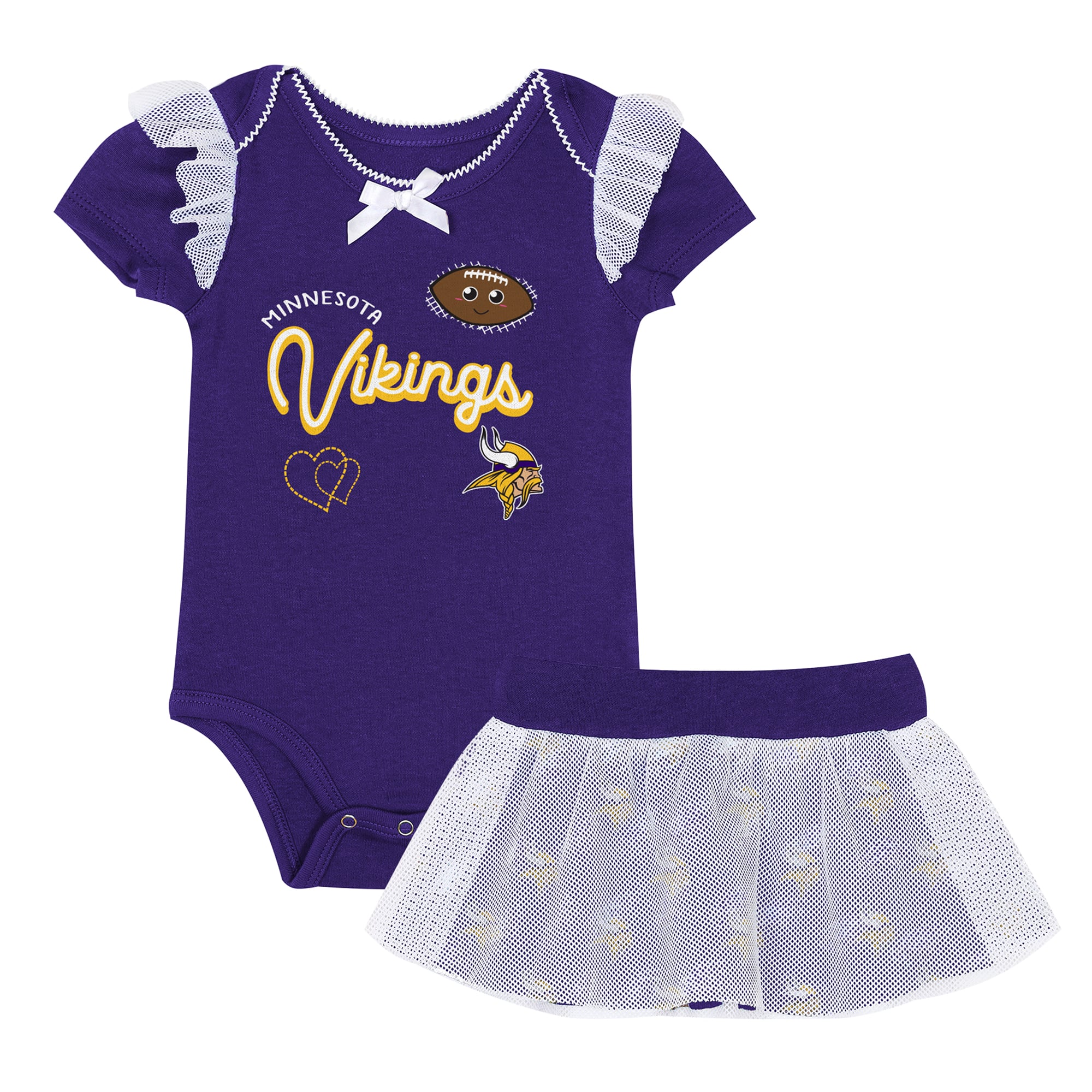 Ensemble body et jupe imprimé cœurs fondus violet Minnesota Vikings pour bébé fille Outerstuff Court
