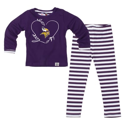  Minnesota Vikings Wes & Willy Girls Toddler Heart and Stripe Set - Purple