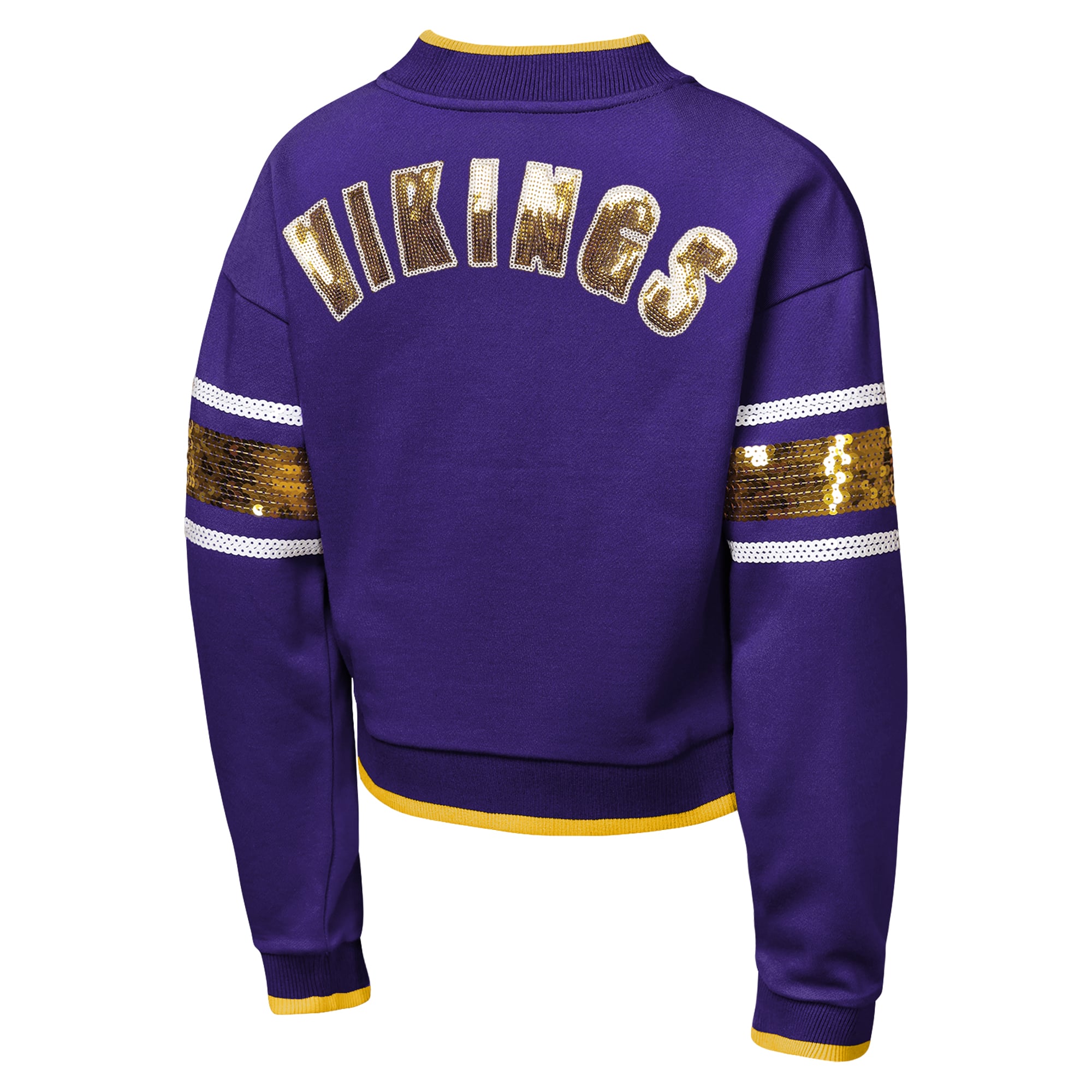 Girls Youth Outerstuff Purple Minnesota Vikings MVP Full-Zip Sequin Bomber Jacket