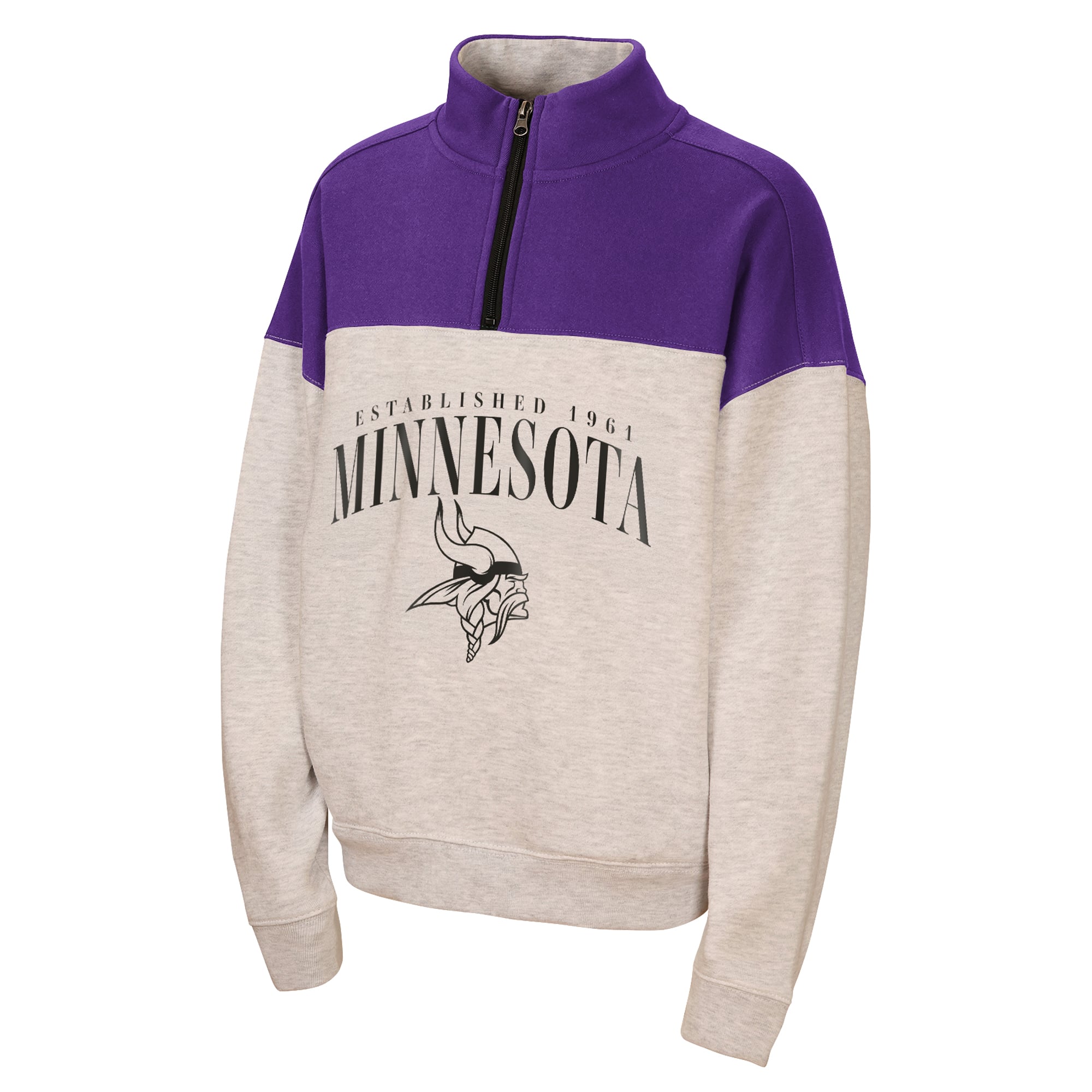 Sweat-shirt à demi-zip gris chiné Minnesota Vikings Blitz de la marque Girls Youth WEAR by Erin Andrews