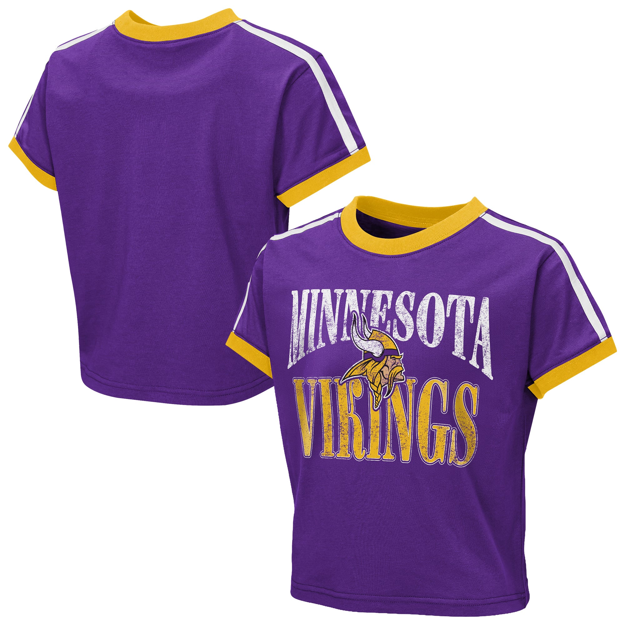 T-shirt court violet Minnesota Vikings Hail Mary Ringer pour bébé fille WEAR par Erin Andrews