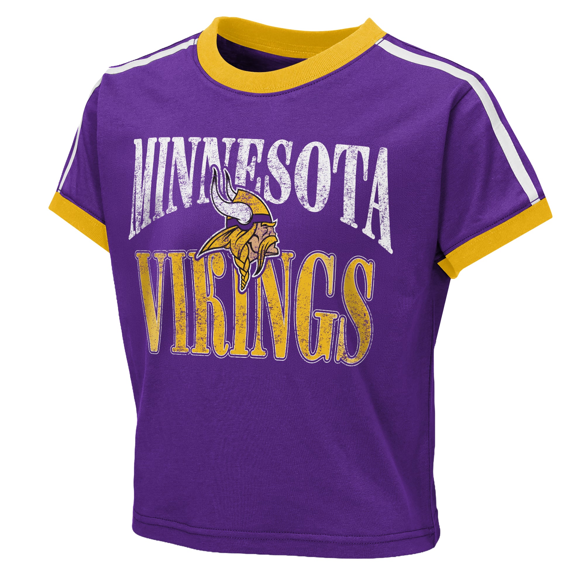 T-shirt court violet Minnesota Vikings Hail Mary Ringer pour bébé fille WEAR par Erin Andrews