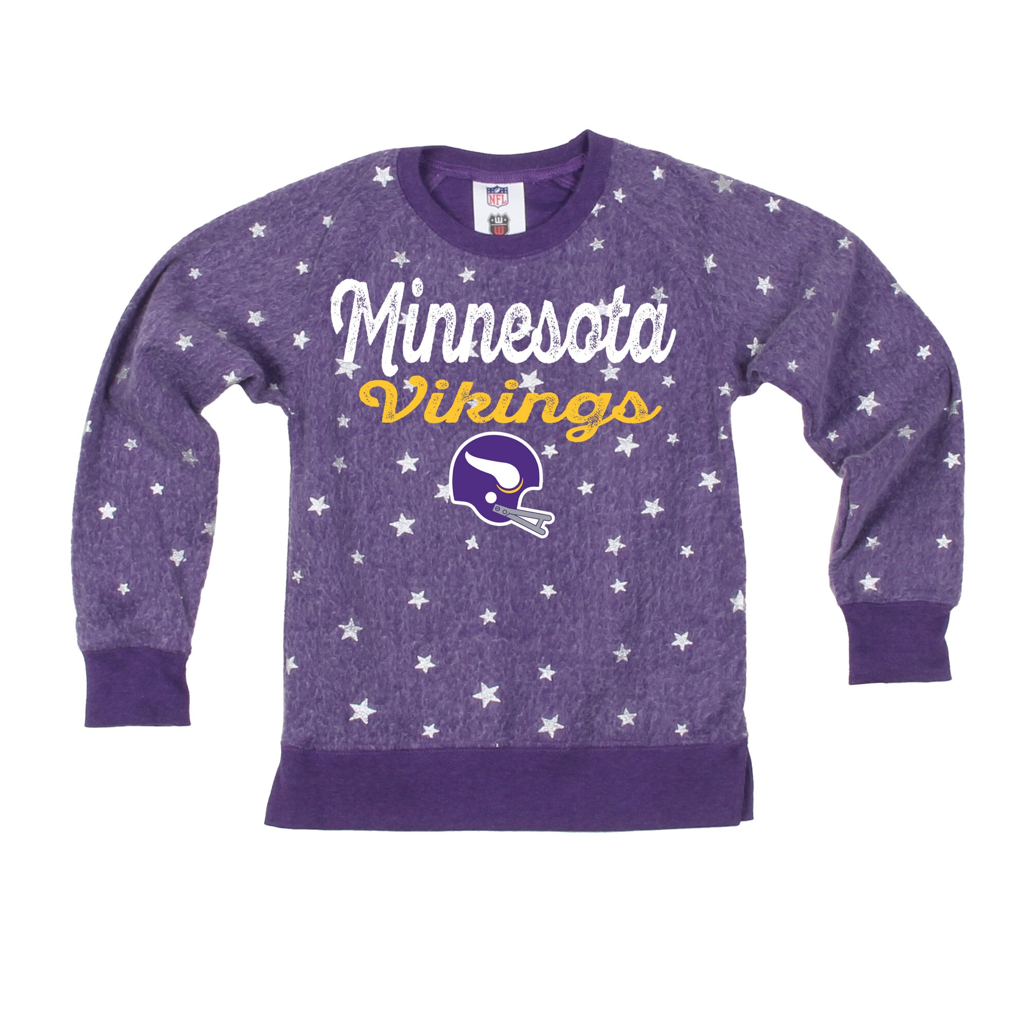 Girls Youth Wes & Willy Purple Minnesota Vikings Shimmer Star Reverse Sweatshirt