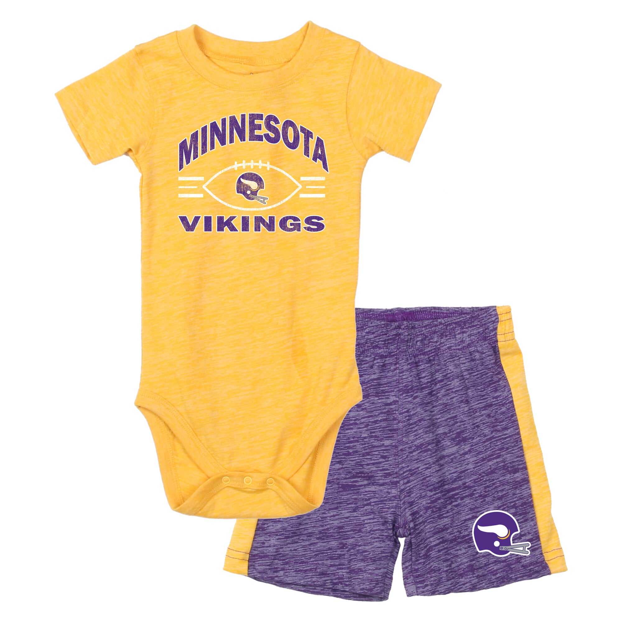 Ensemble body et short bébé Wes & Willy or/violet Minnesota Vikings Cloudy Yard Hopper