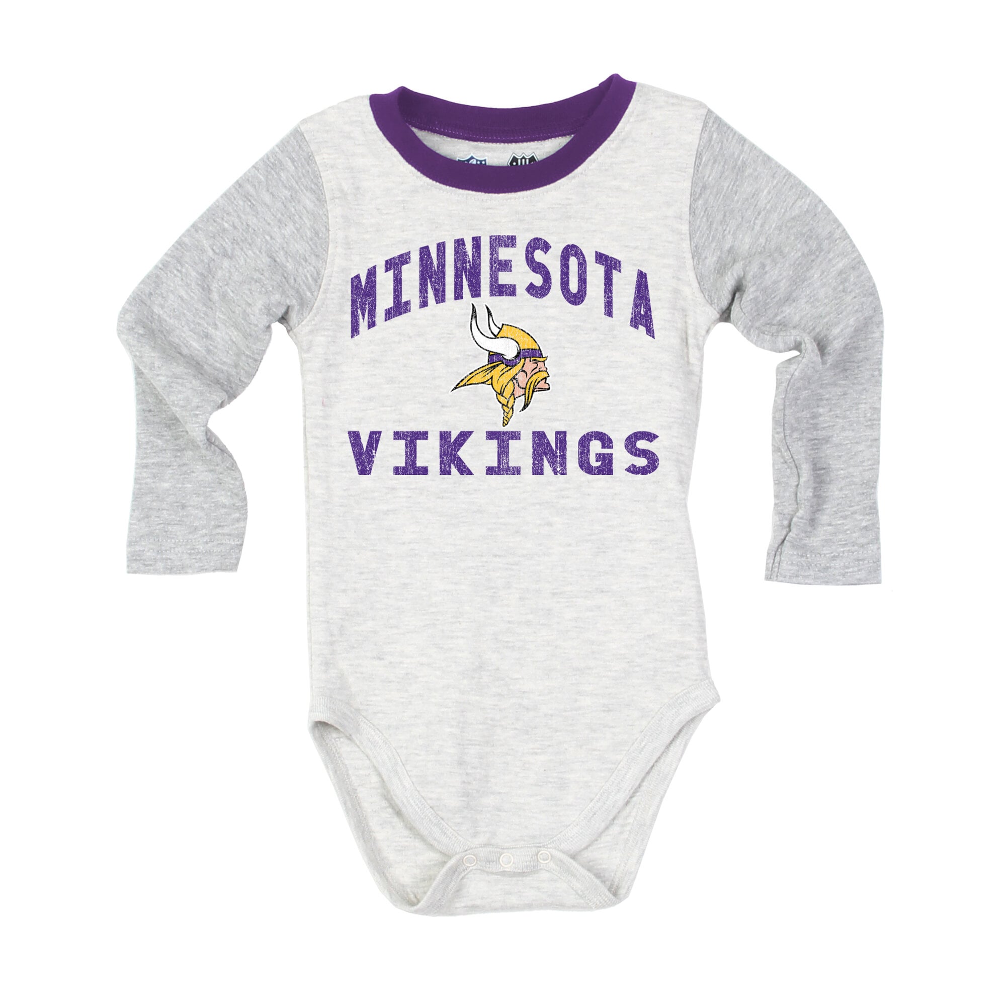 Ensemble body à manches longues et pantalon pour bébé Wes & Willy, gris chiné, Minnesota Vikings, Jie Hopper
