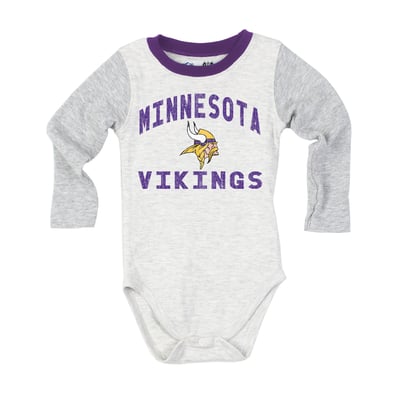  Minnesota Vikings Wes & Willy Infant Jie Jie Hopper Long Sleeve Bodysuit & Pants Set - Heather Gray