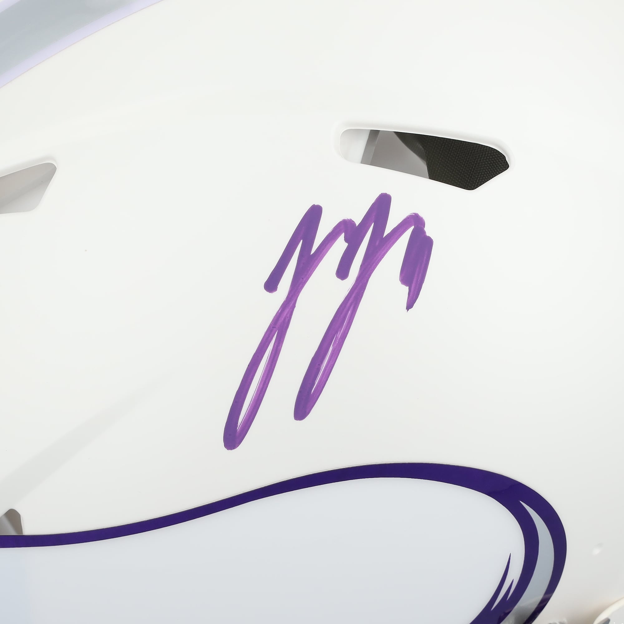 Casque Riddell 2024 Alternate Speed ​​authentique autographié par J.J. McCarthy des Vikings du Minnesota