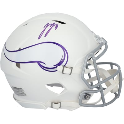 J.J. McCarthy Minnesota Vikings Autographed Fanatics Authentic Riddell 2024 Alternate Speed Authentic Helmet 