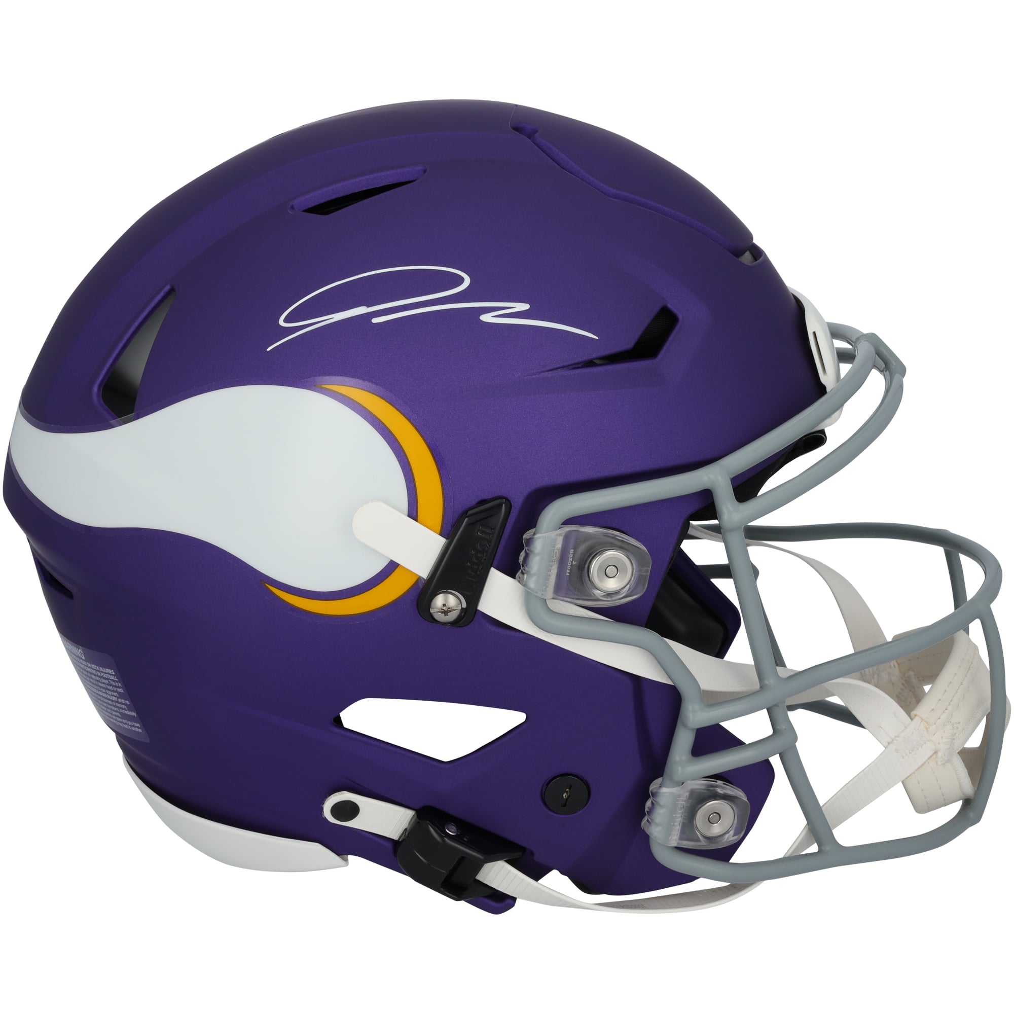 Casque authentique Riddell Tribute Speed ​​Flex autographié par Jordan Addison, des Vikings du Minnesota