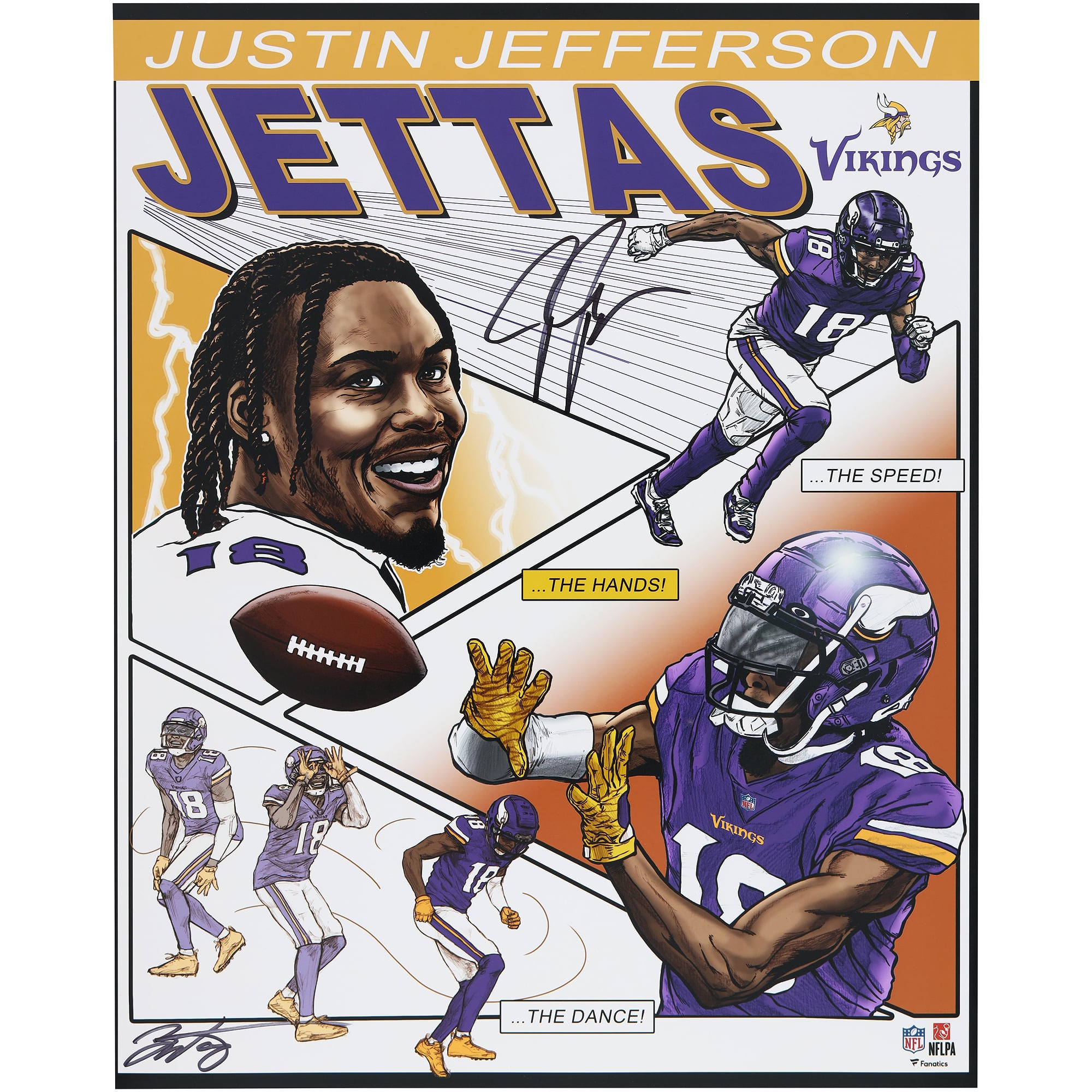 Justin Jefferson Minnesota Vikings Autographed 16" x 20" Photo Print - Art by Brian Kong - Limited Edition of 50