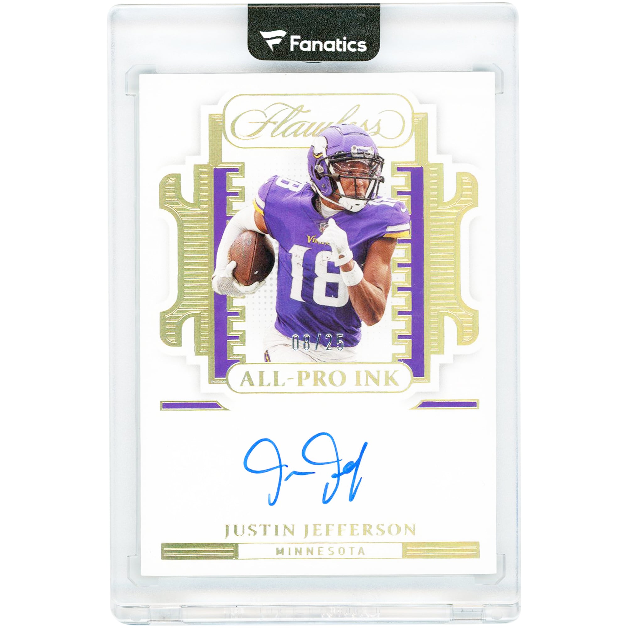 Justin Jefferson Minnesota Vikings Autographed 2022 Panini Flawless All-Pro Ink Gold #AP-JJ #8/25 Card