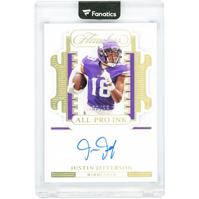 Carte autographiée de Justin Jefferson (Minnesota Vikings) 2022 Panini Flawless All-Pro Ink Gold #AP-JJ #8/25