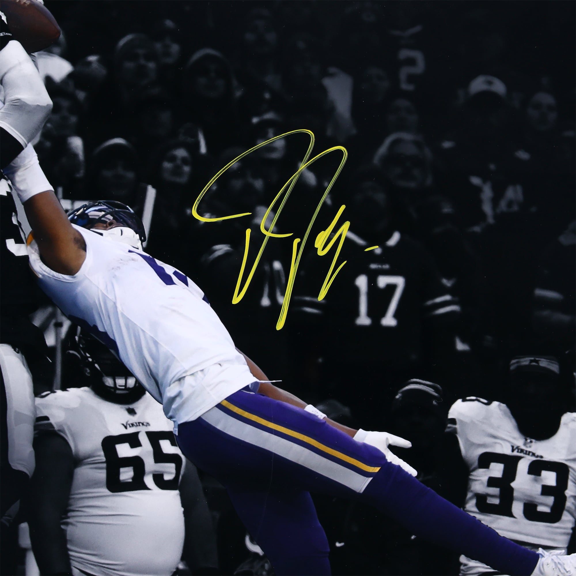 Justin Jefferson Minnesota Vikings Autographed Framed 16" x 20" Catch vs. Buffalo Bills Spotlight Photograph