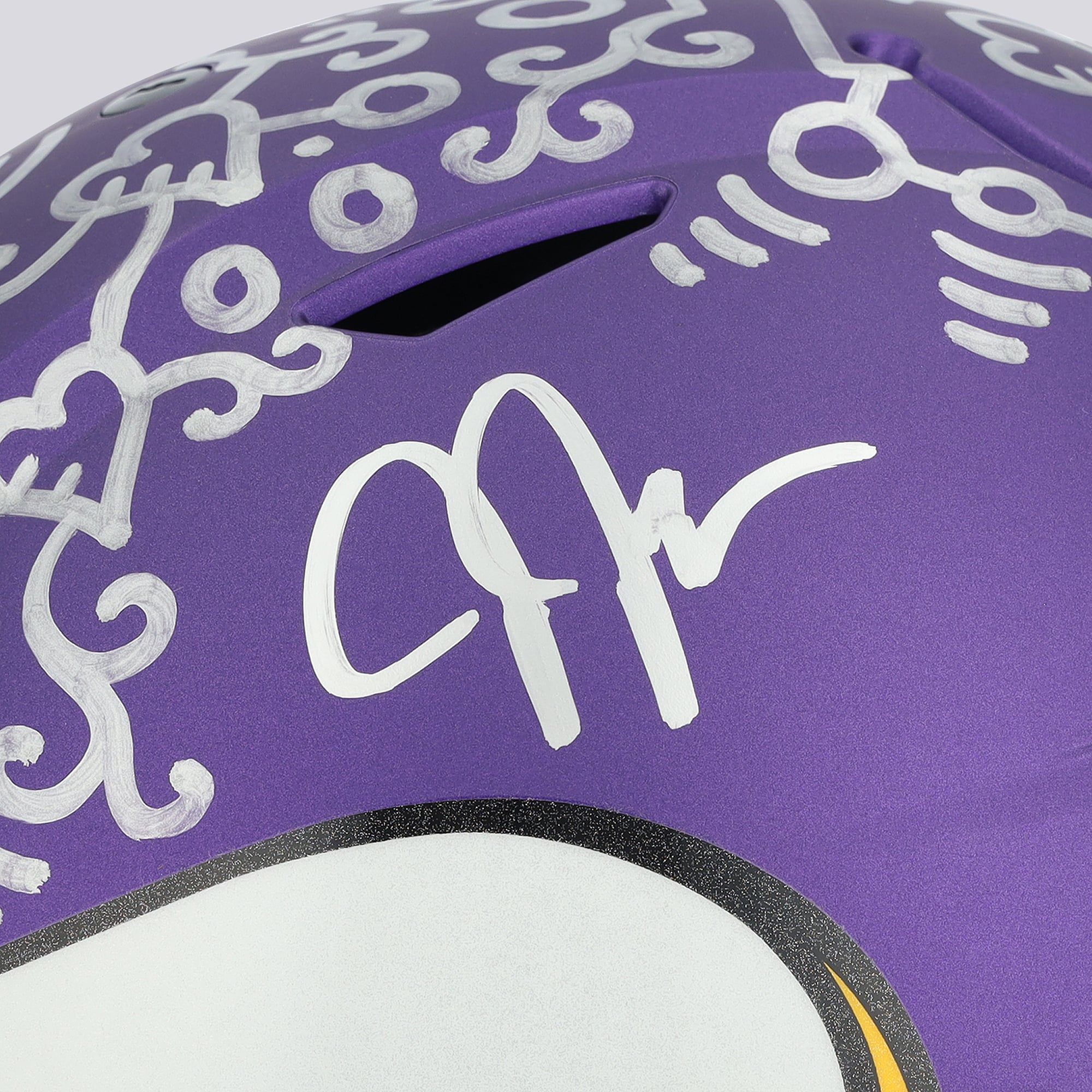 Casque Riddell Speed ​​Flex Authentic autographié par Justin Jefferson (Minnesota Vikings) - Illustration d'Alex Alpert - Édition limitée n° 1/1 - UW25