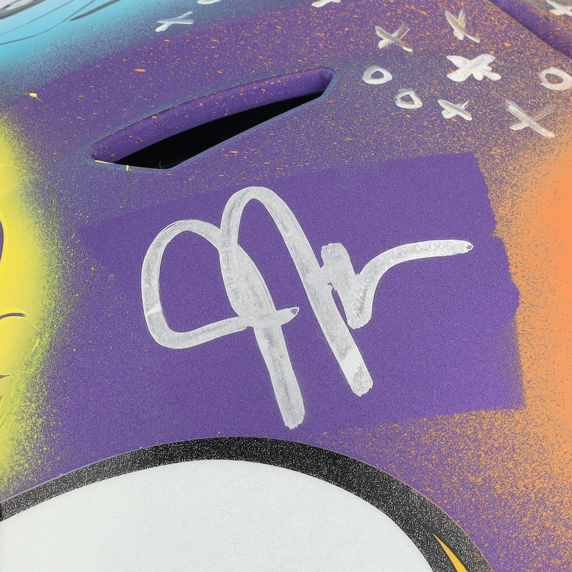 Casque Riddell Speed ​​Flex Authentic autographié par Justin Jefferson (Minnesota Vikings) - Illustration de Cavier Coleman - Édition limitée n° 1/1 - UW25