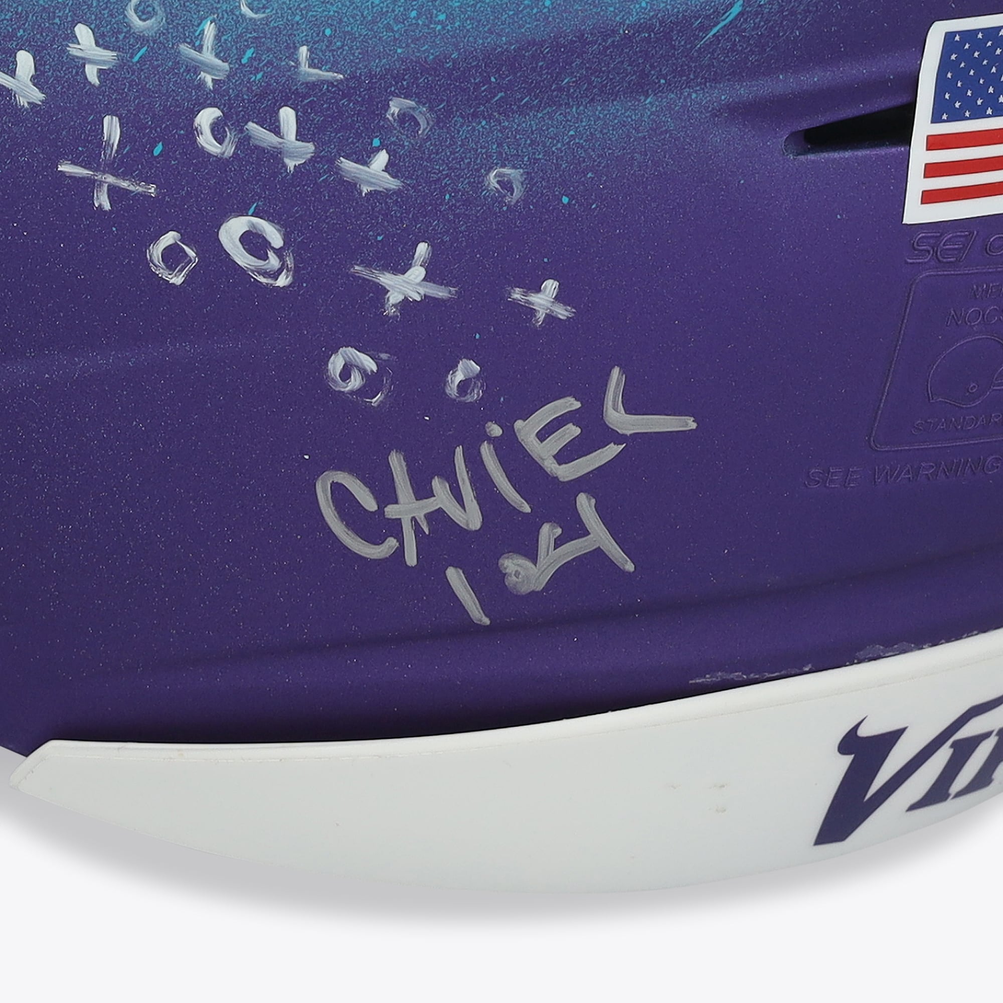 Casque Riddell Speed ​​Flex Authentic autographié par Justin Jefferson (Minnesota Vikings) - Illustration de Cavier Coleman - Édition limitée n° 1/1 - UW25