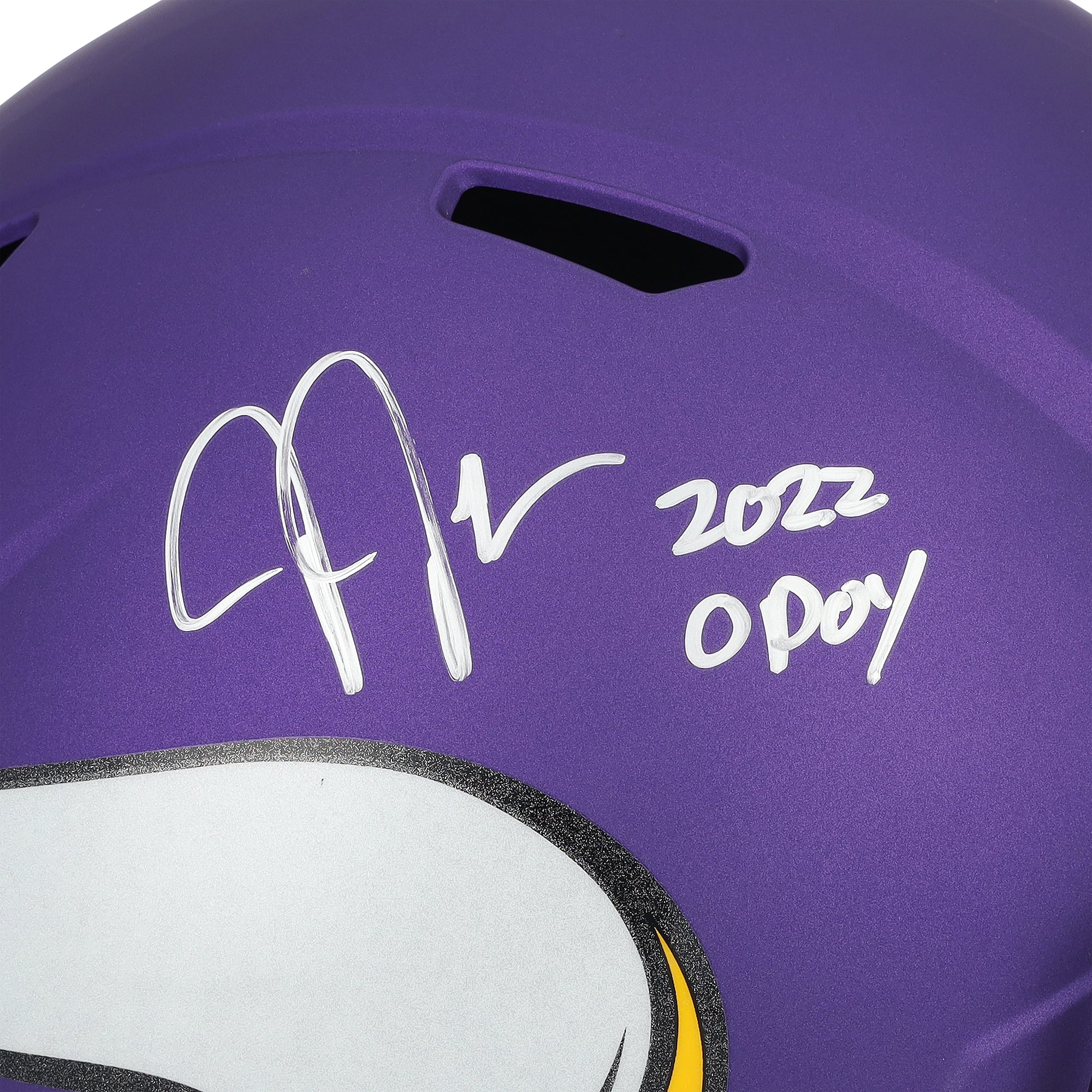 Justin Jefferson Minnesota Vikings Autographed Riddell Speed Replica Helmet with "2022 OPOY" Inscription