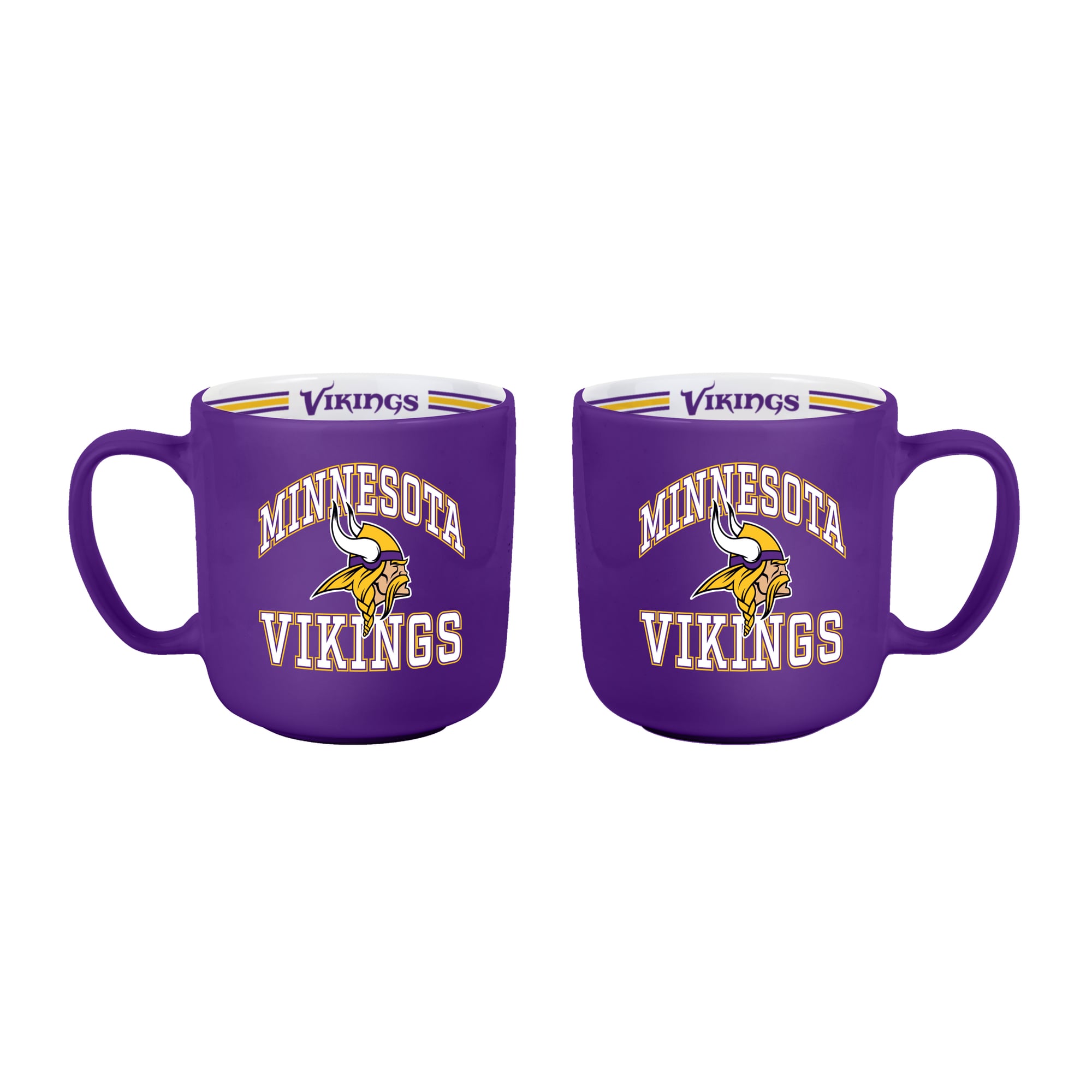 Ensemble de deux tasses rayées de 44 cl (15 oz) Logo Brands Minnesota Vikings