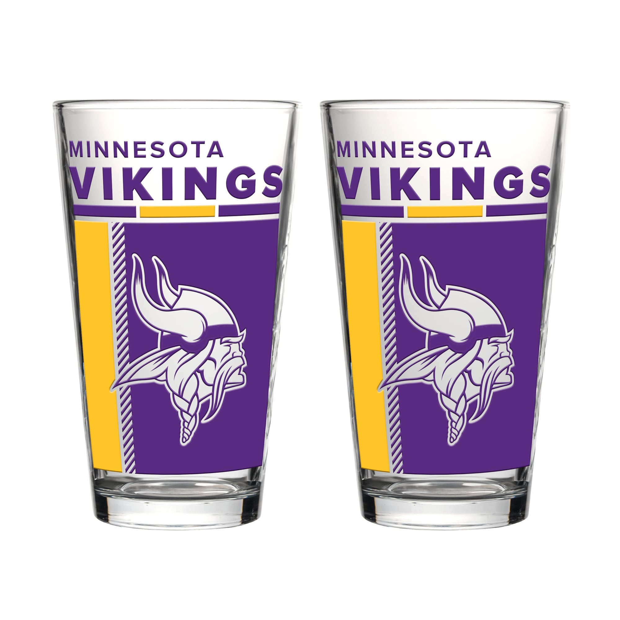 Ensemble de deux verres à bière de 473 ml (16 oz) Logo Brands Minnesota Vikings