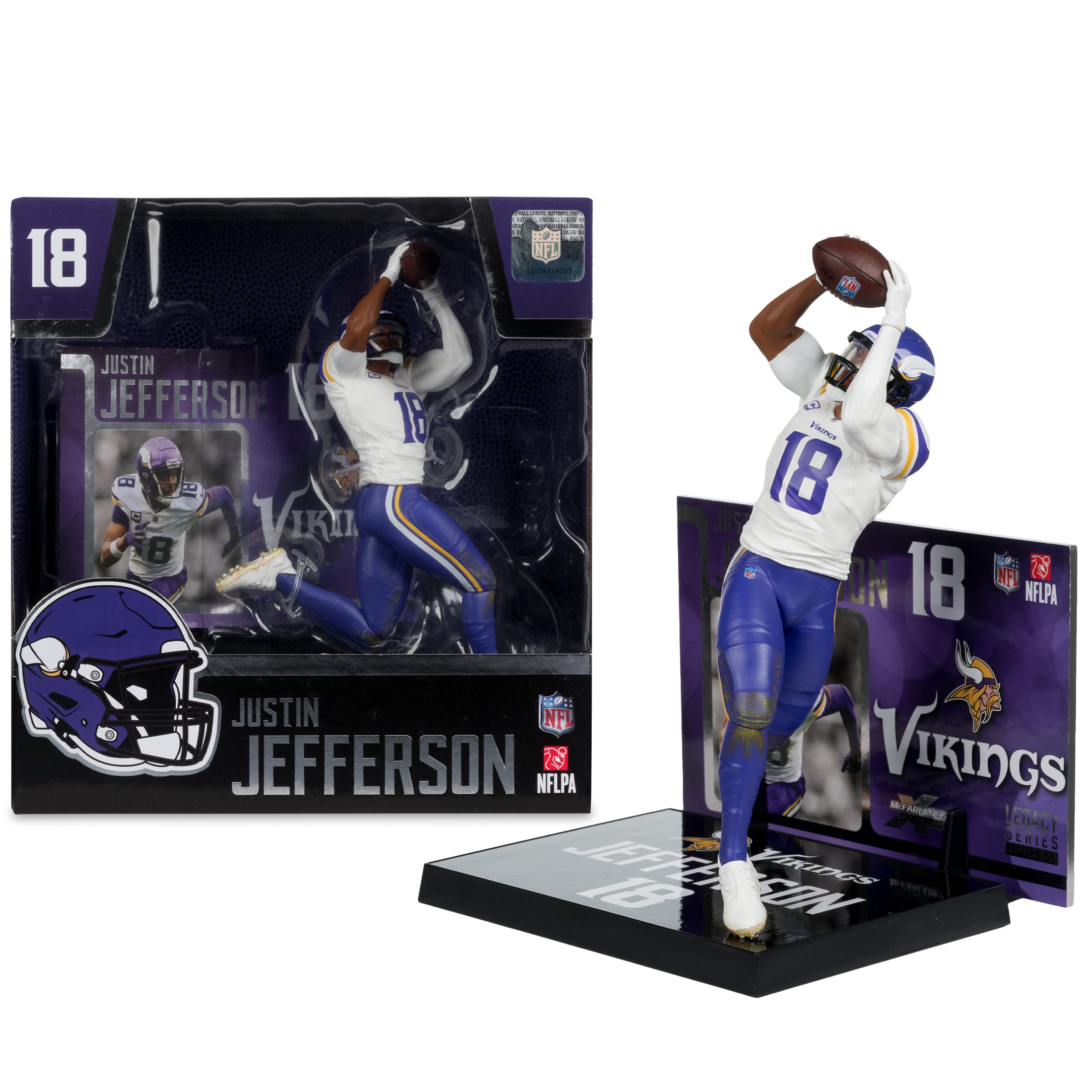 Figurine de joueur Justin Jefferson des Vikings du Minnesota de McFarlane Toys (18 cm).