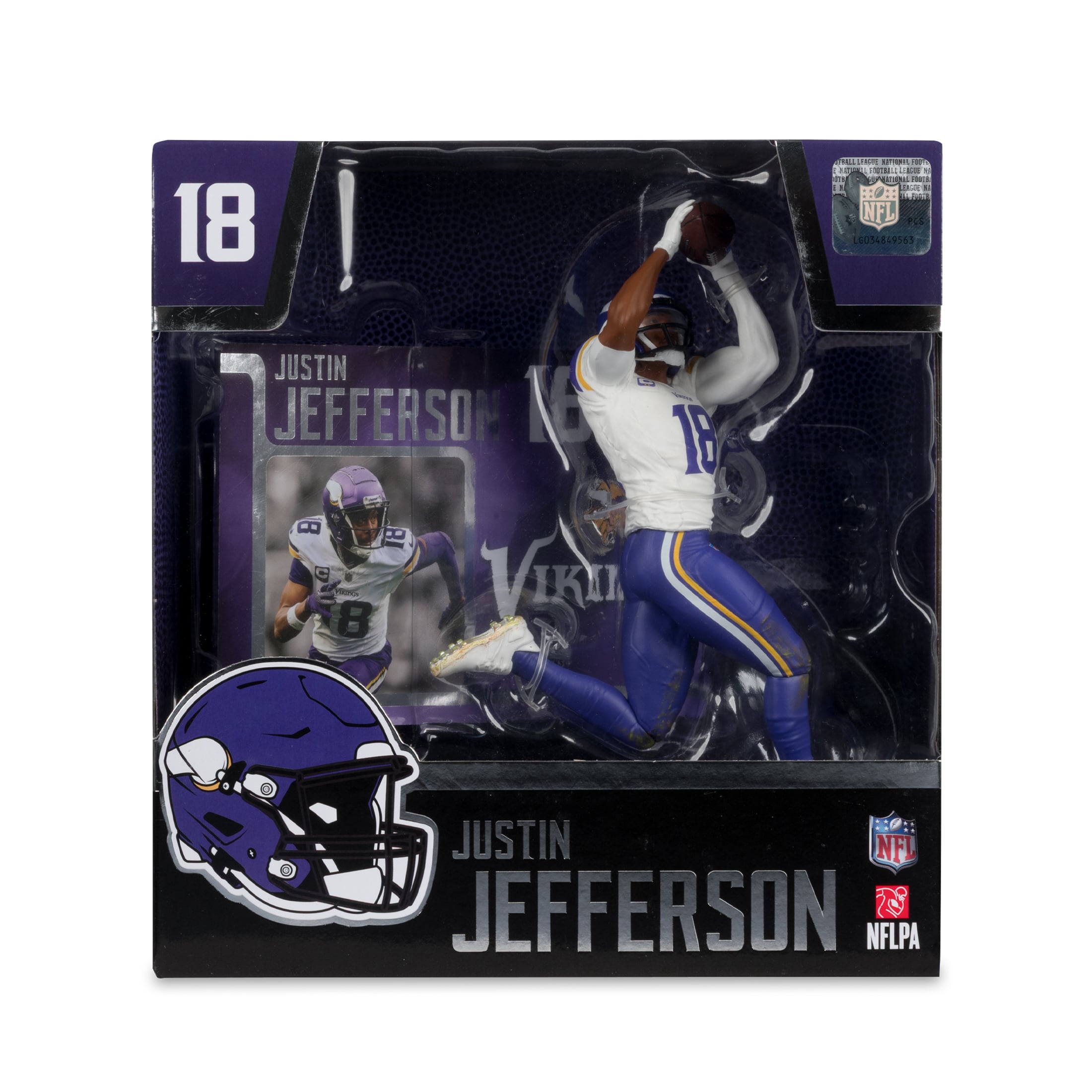 Figurine de joueur Justin Jefferson des Vikings du Minnesota de McFarlane Toys (18 cm).