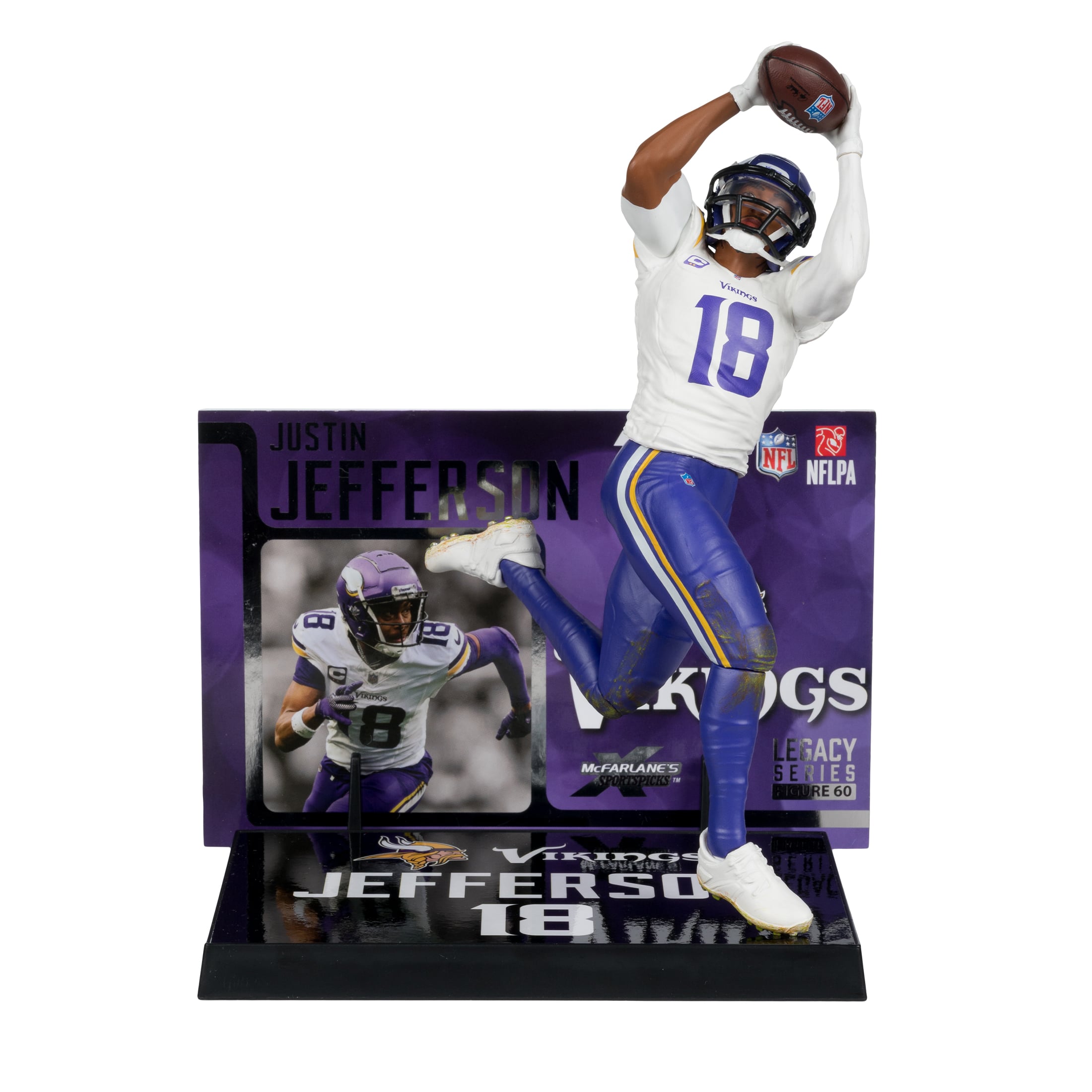 Figurine de joueur Justin Jefferson des Vikings du Minnesota de McFarlane Toys (18 cm).