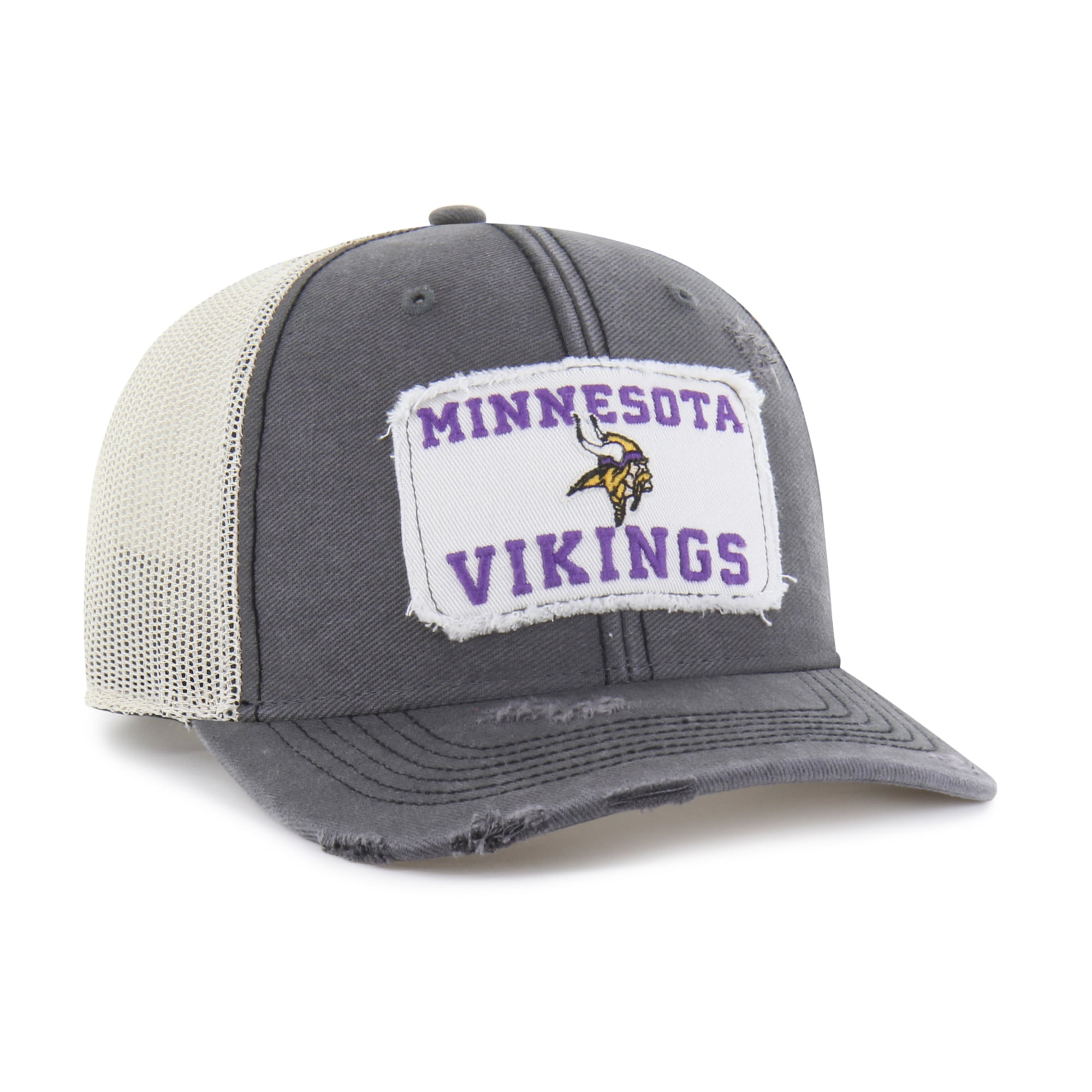 Men's '47 Charcoal Minnesota Vikings Egremont Well-Worn Adjustable Trucker Hat