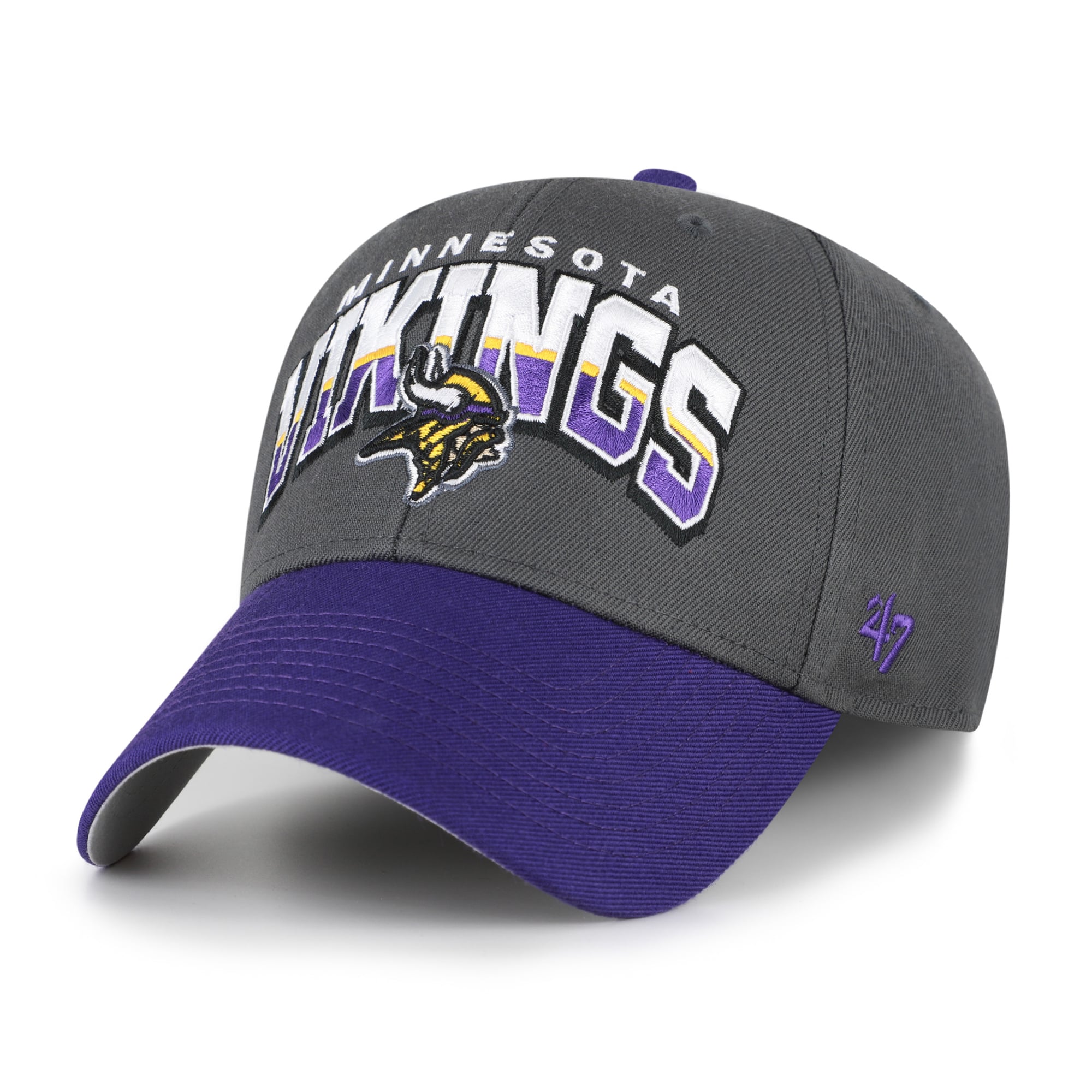 Men's '47 Charcoal Minnesota Vikings Split Block MVP Adjustable Hat