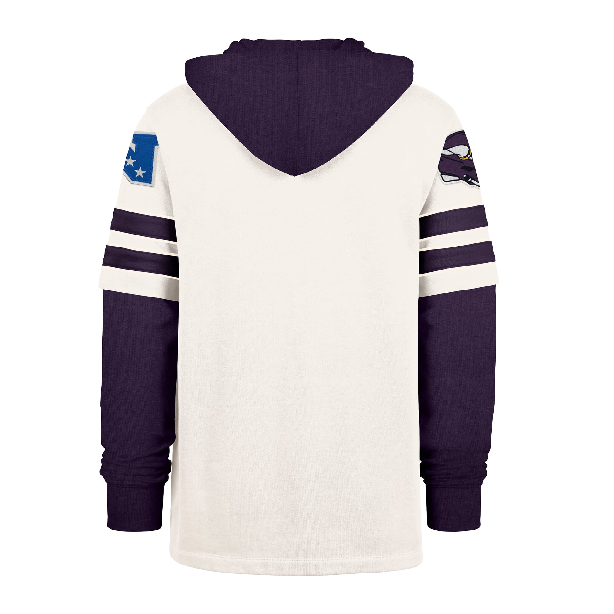 Men's '47 Cream Minnesota Vikings Split Zone Cornerback Duo Lacer Hoodie